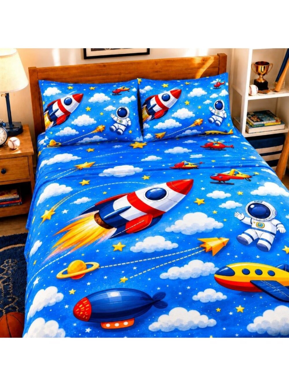 Soft 100% Cotton Kids Sheet Set, Cute Printed Bedding for Boys & Girls, Full
